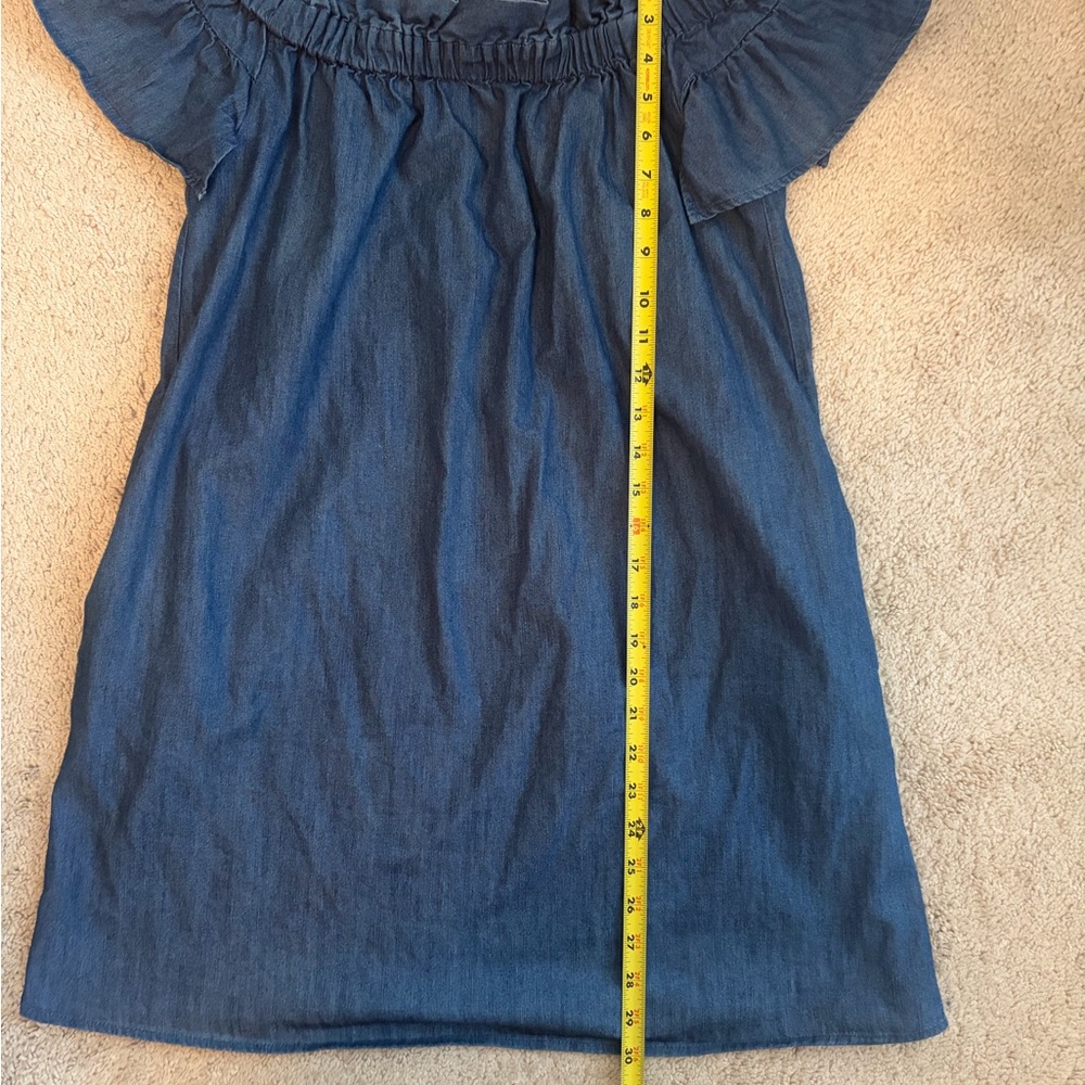 Corey‎ Lynn Calter Anthropologie Off The Shoulder Denim Mini Dress Women's Sz XS - Picture 9 of 10